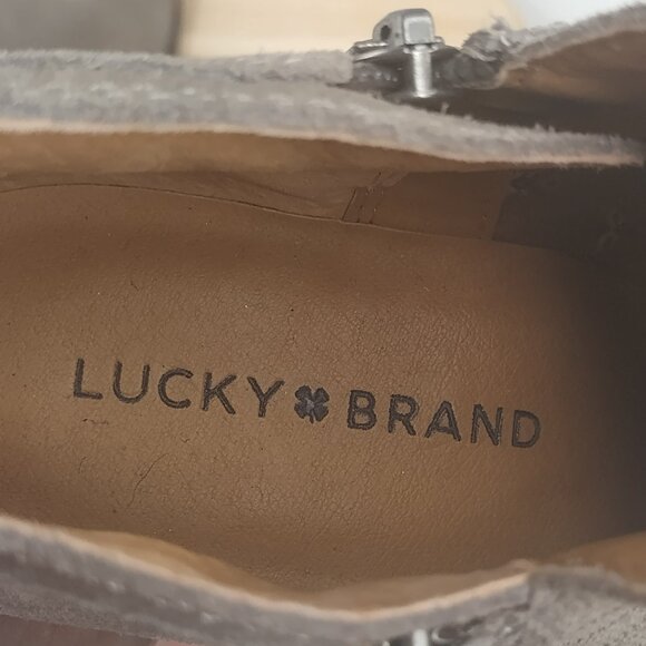 Lucky Brand Suede Booties Double Zipper Gray Women US 7 - Picture 9 of 9